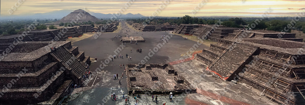 Teotihuacan - Pyramid of the Sun - Calzada de los Muertos Panoramic view